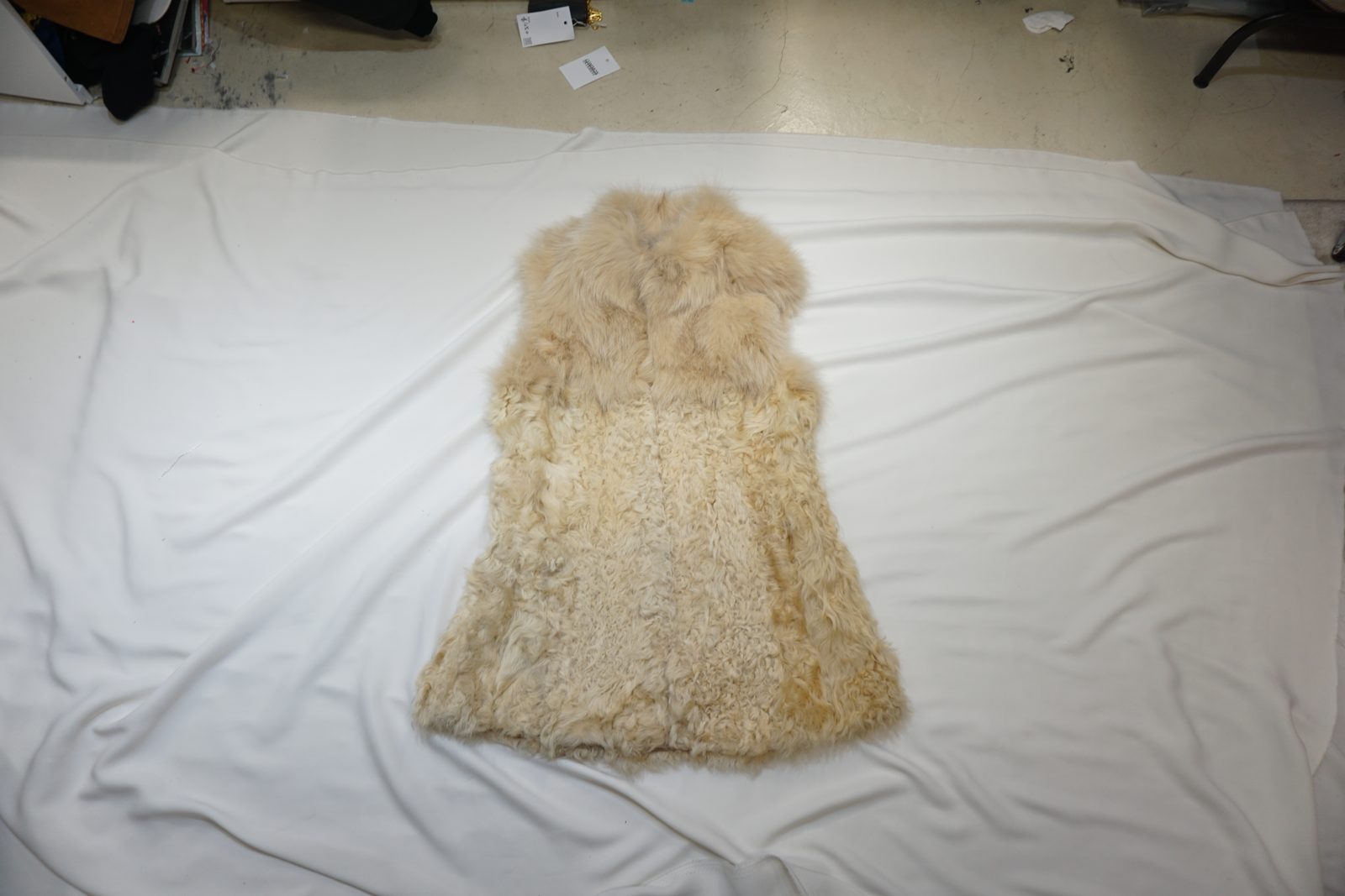 Beige curly fur coat