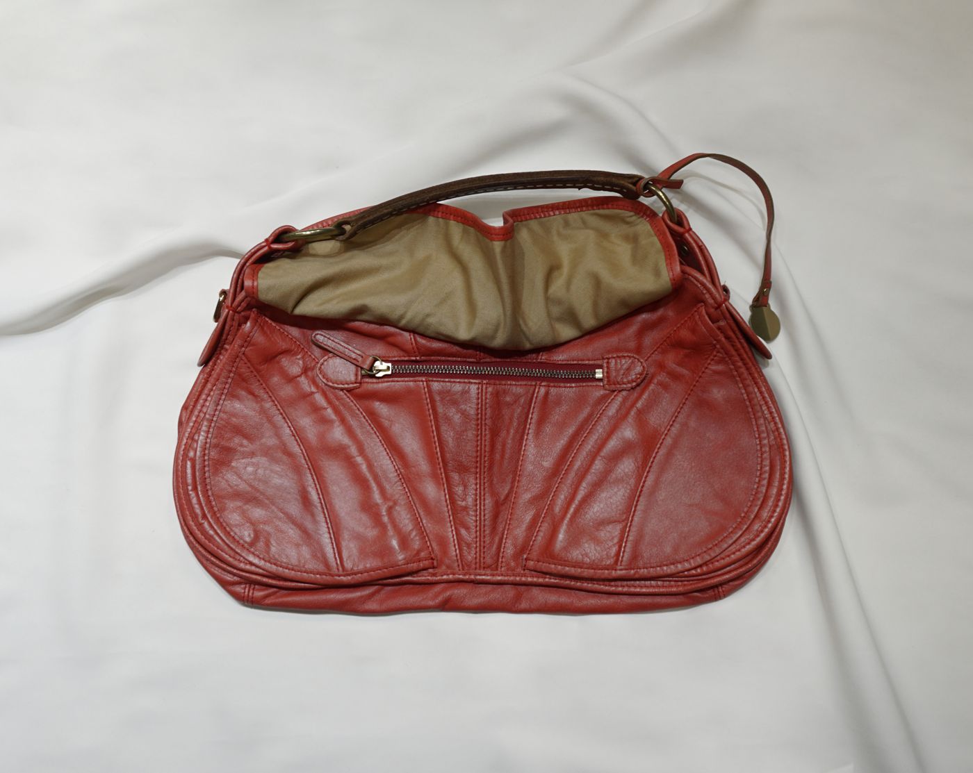 Red leather hobo