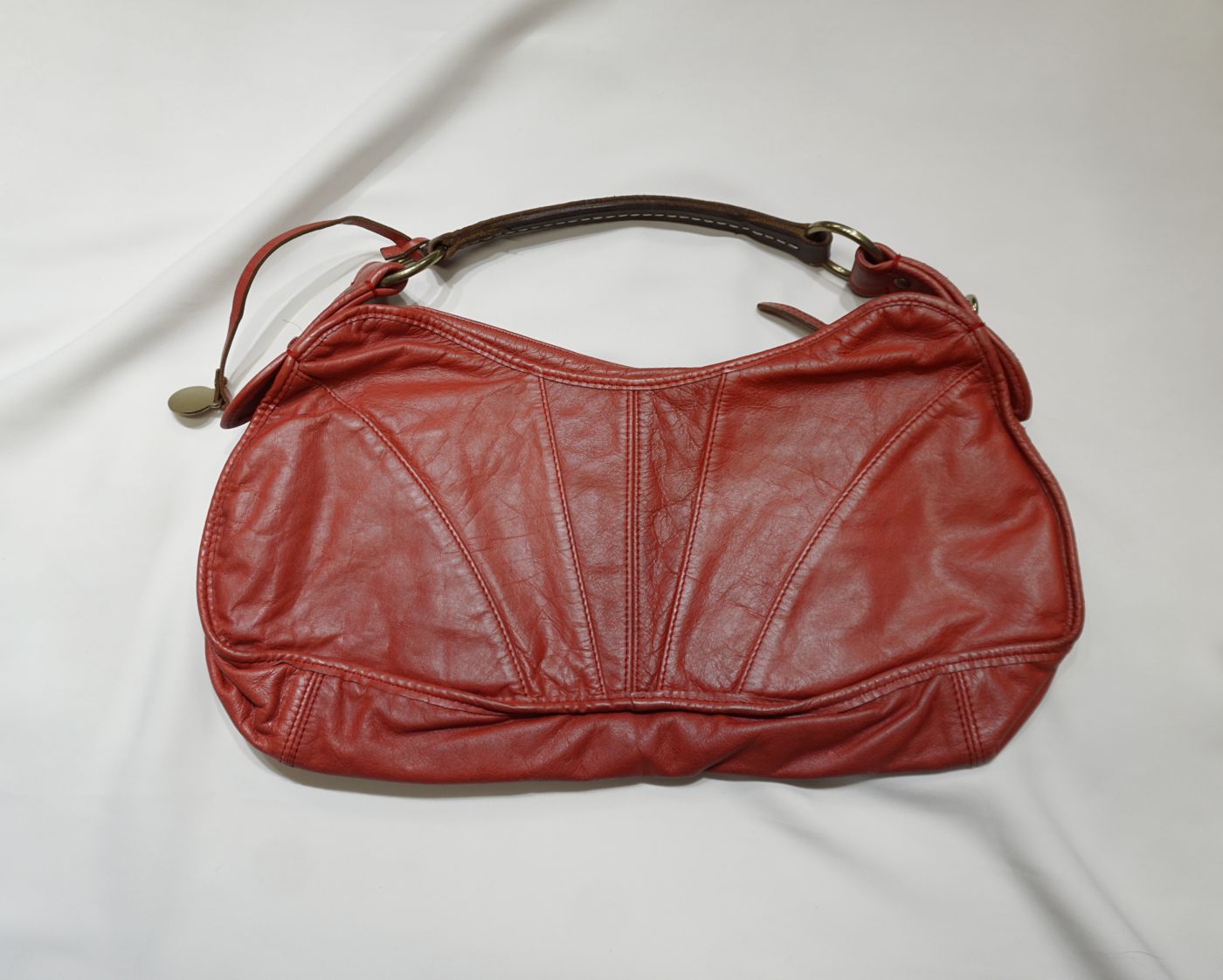 Red leather clutch