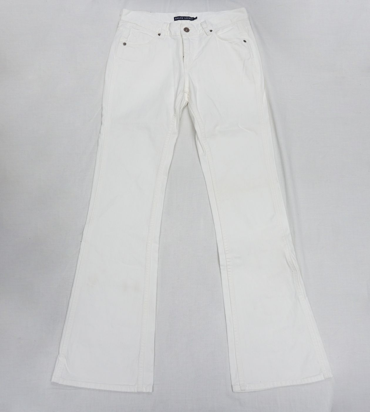 White flared trousers