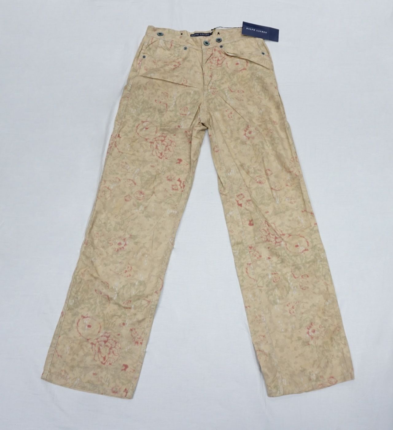 Beige trousers — floral embroidery